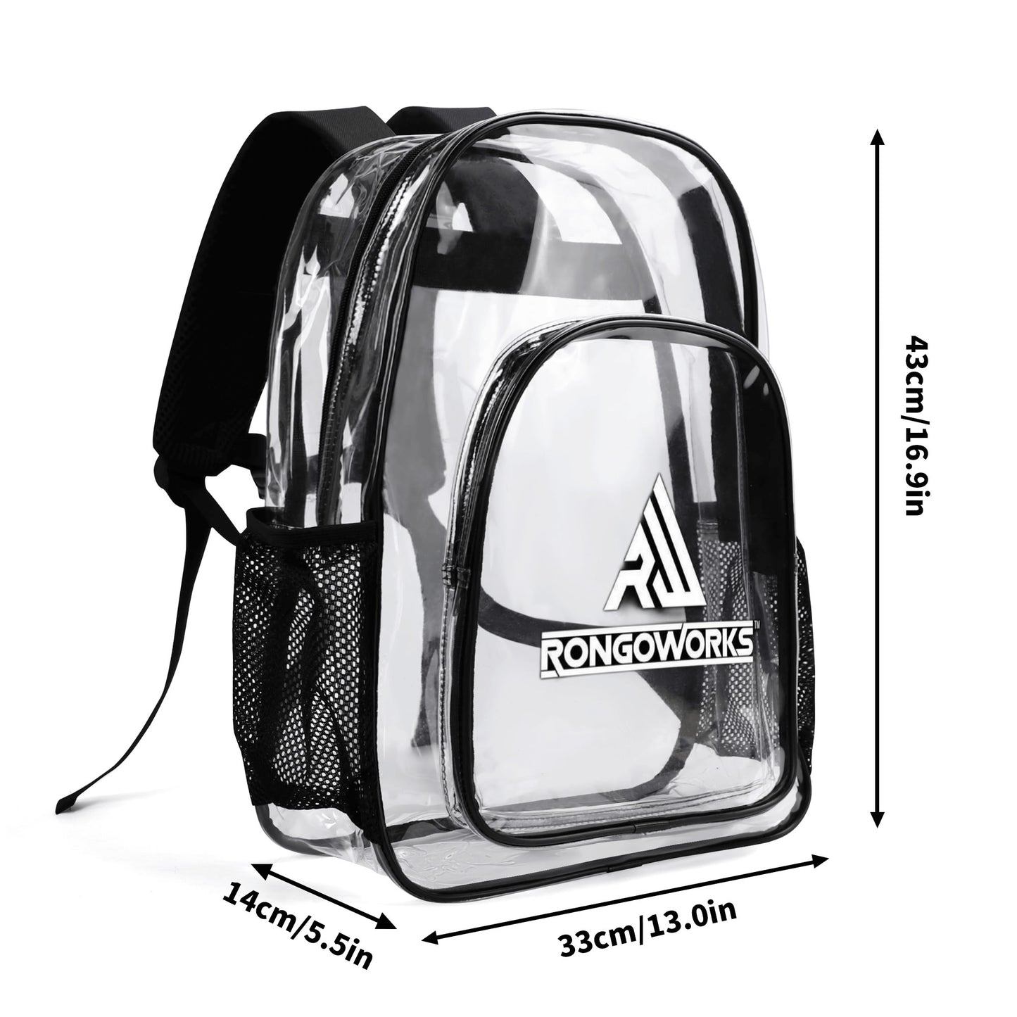 Rongoworks Large 17 Inch Transparent Backpack Rongoworks