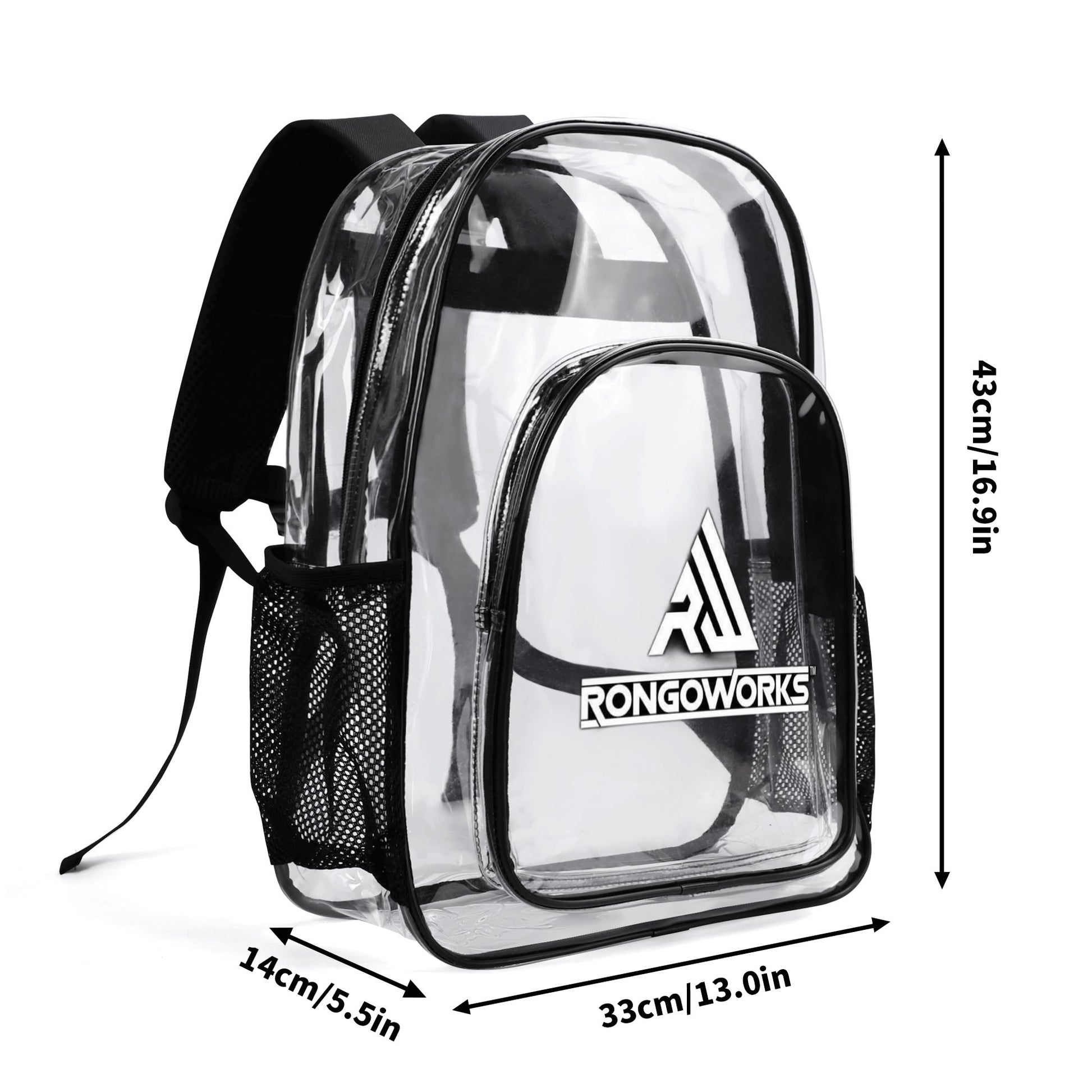 Rongoworks Large 17 Inch Transparent Backpack Rongoworks
