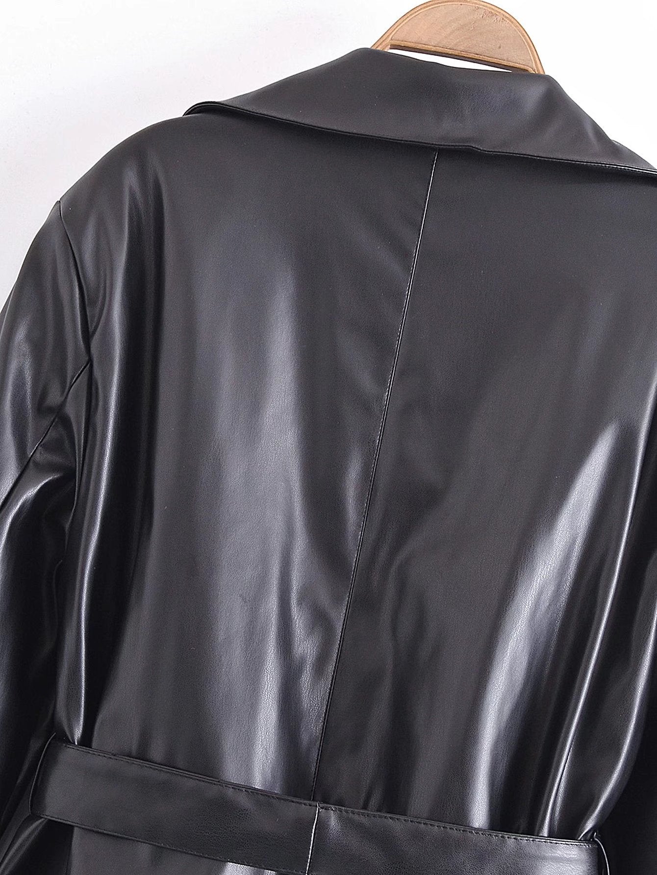 Rongoworks Aziza Women's Vegan Leather Belted Trench Coat Rongoworks