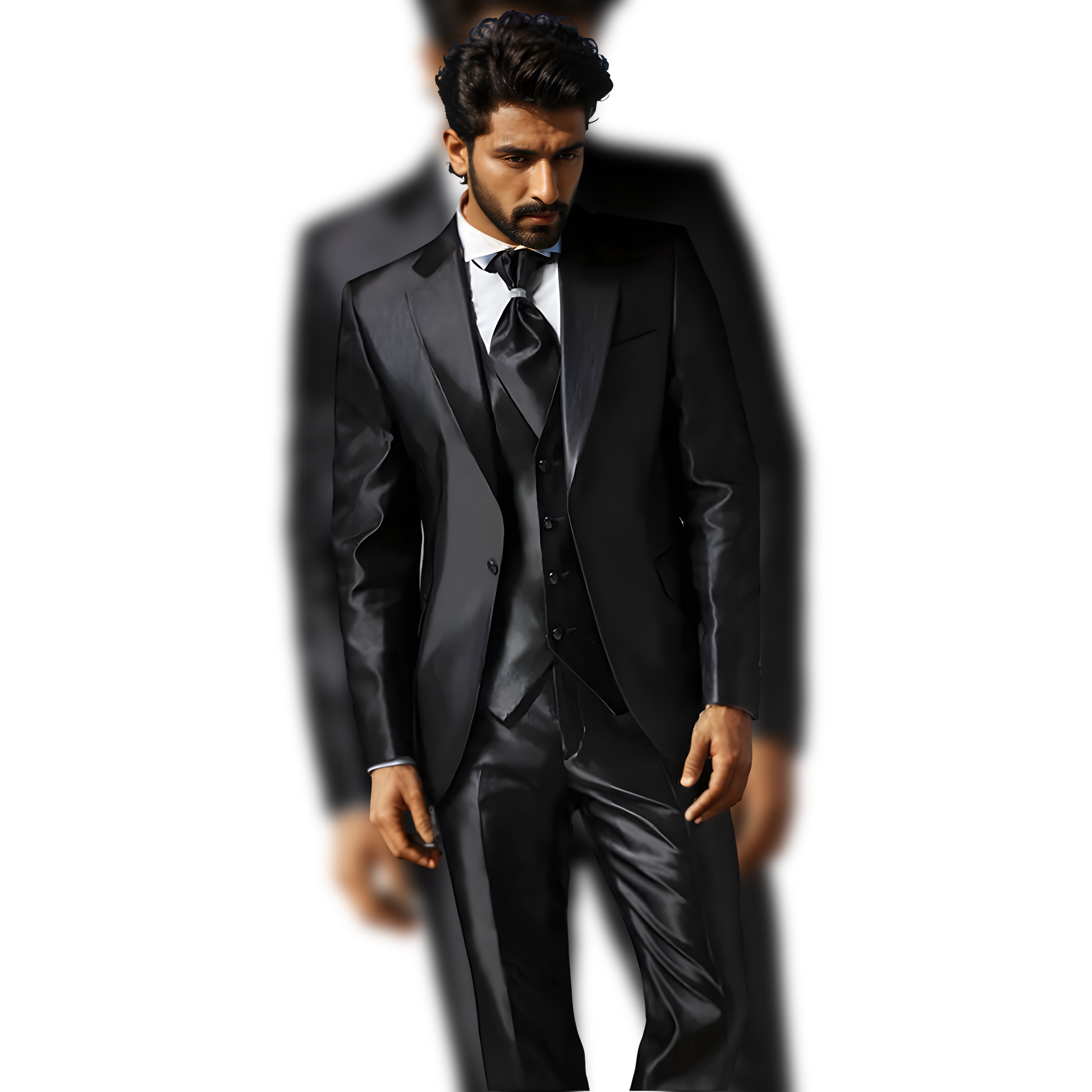 Rongoworks Ferrar Black 3 Piece Satin Men Suit Rongoworks