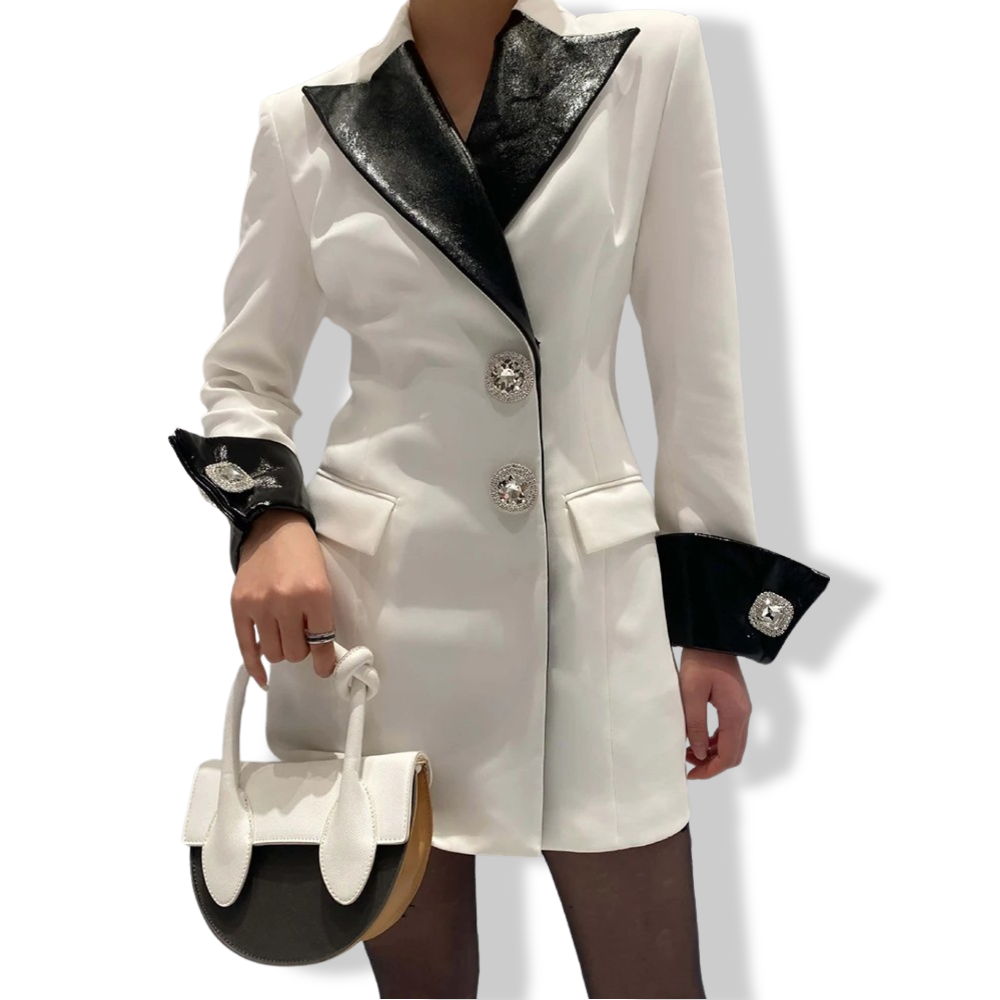 Rongoworks Dahlia Vegan Leather Stitched Women Blazer Rongoworks