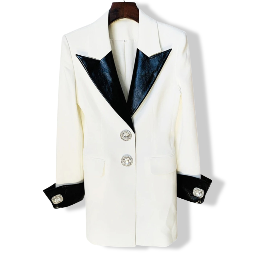 Rongoworks Dahlia Vegan Leather Stitched Women Blazer Rongoworks
