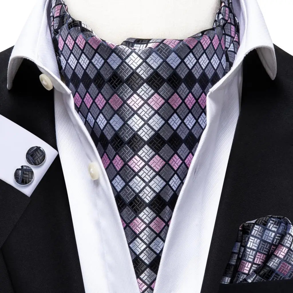 Rongoworks Men's Cravat Tie Silk Ascot Paisley Scarf Pocket Square Cufflinks Set Gift Box II Rongoworks