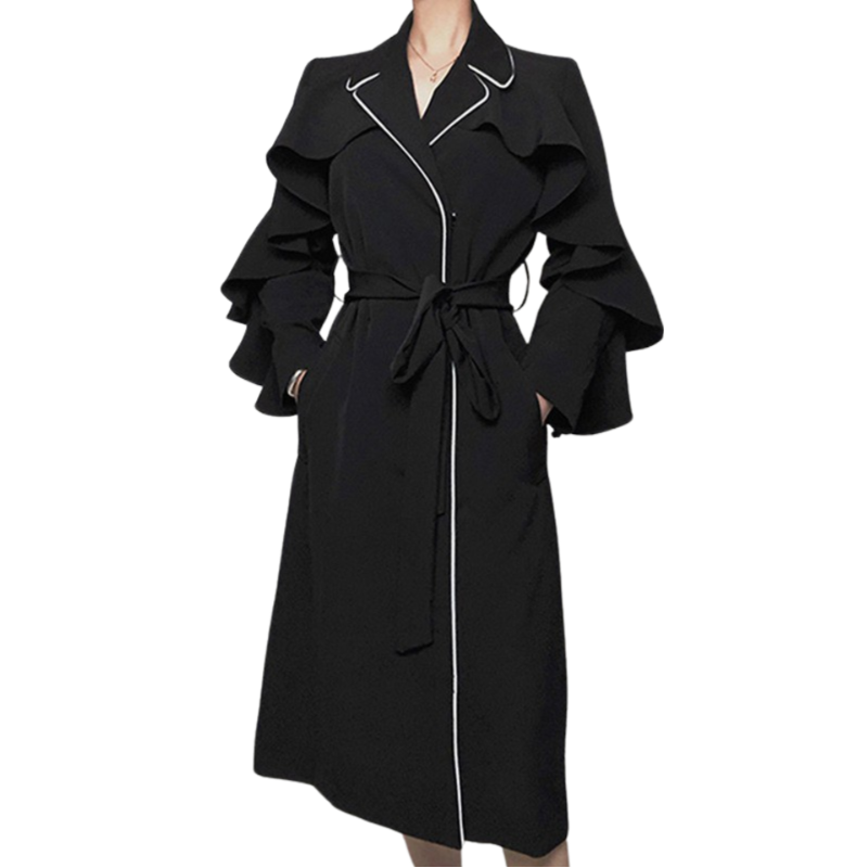 Rongoworks Mistic Woman Trench Coat with Ruffles Rongoworks