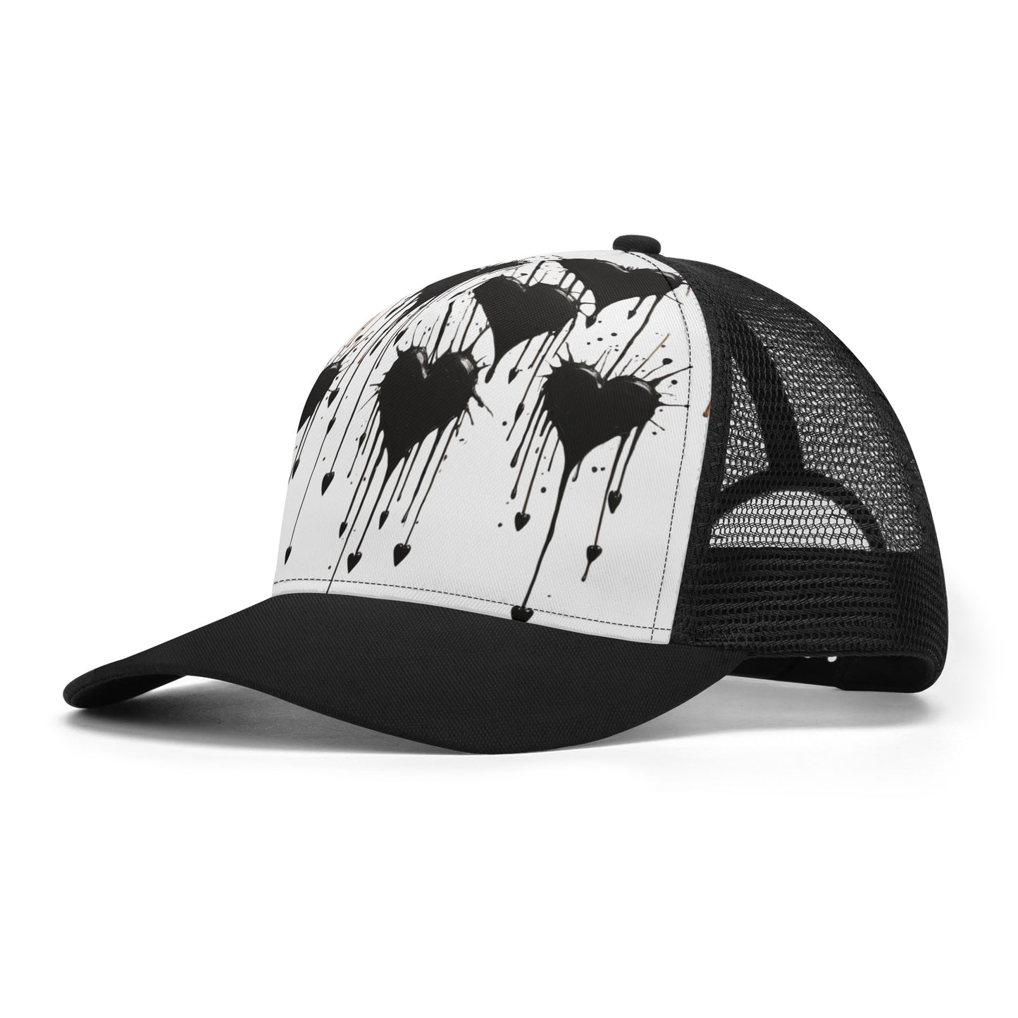 Rongoworks Black Heart Mesh Trucker Hats Rongoworks