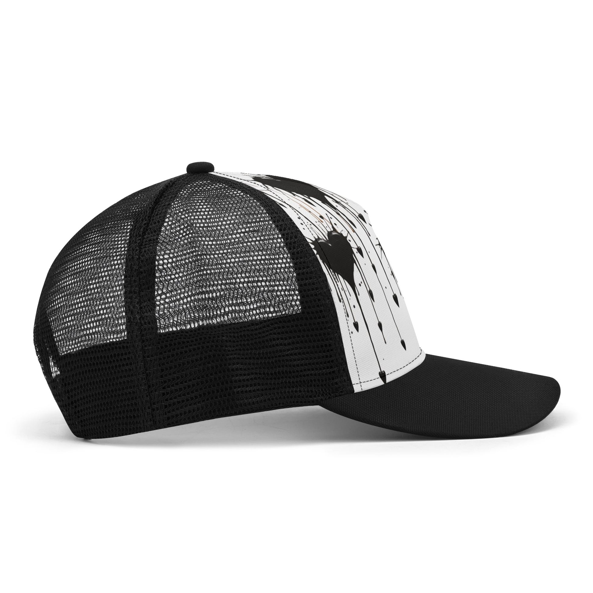 Rongoworks Black Heart Mesh Trucker Hats Rongoworks