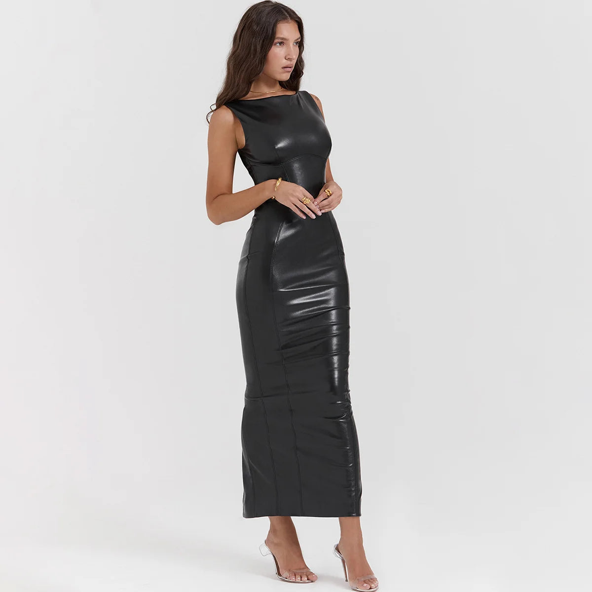 Rongoworks Aife Vegan Leather Split Dress Women Rongoworks