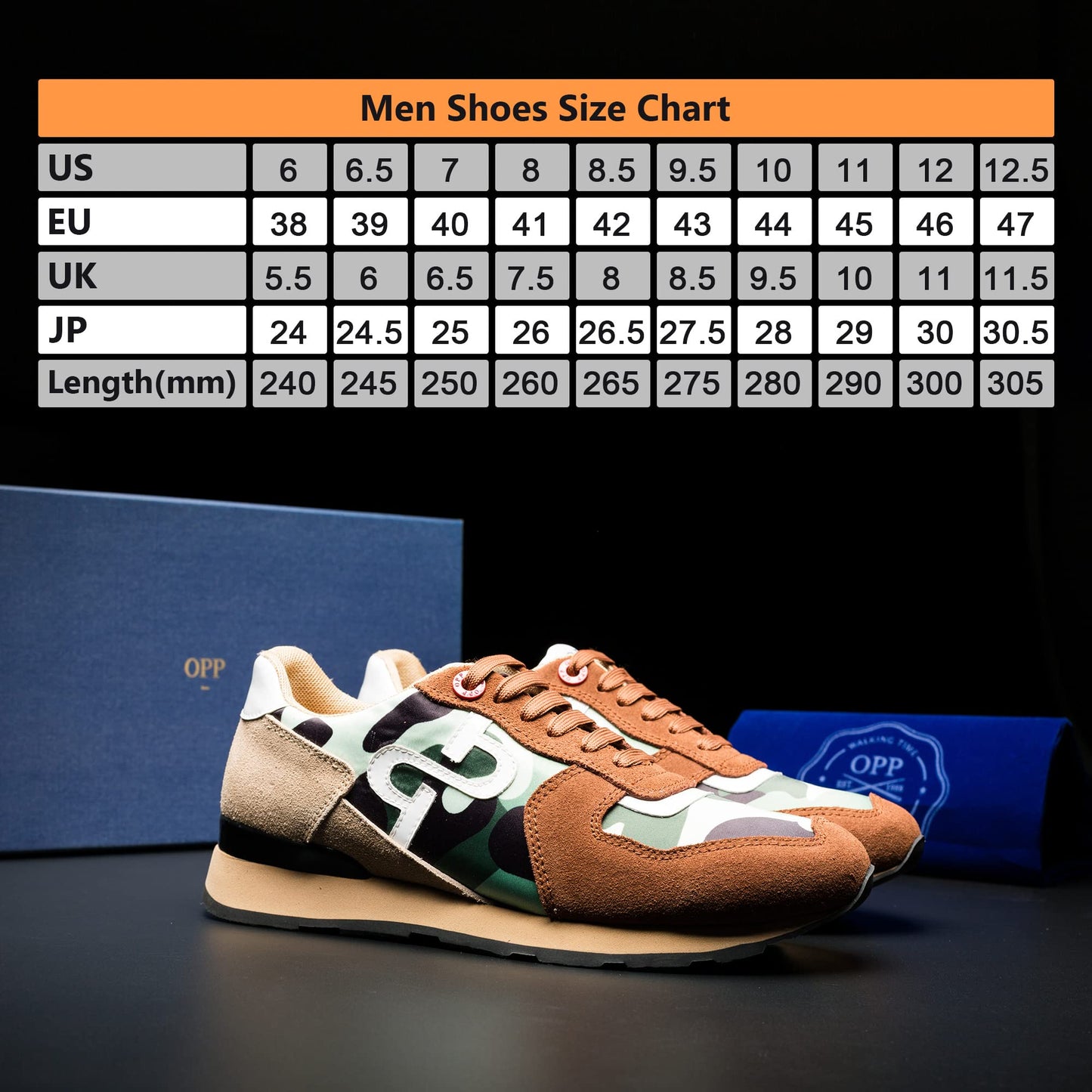 OPP Men's Fashion Sneakers Casual Lace-up Suede Leather Shoes Running Athletic Tennis Sports Gym Rongoworks