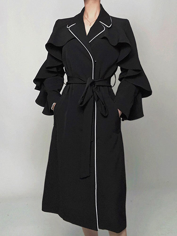Rongoworks Mistic Woman Trench Coat with Ruffles Rongoworks