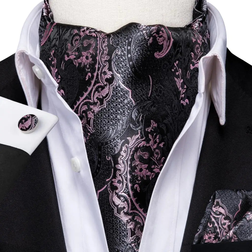 Rongoworks Men's Cravat Tie Silk Ascot Paisley Scarf Pocket Square Cufflinks Set Gift Box II Rongoworks