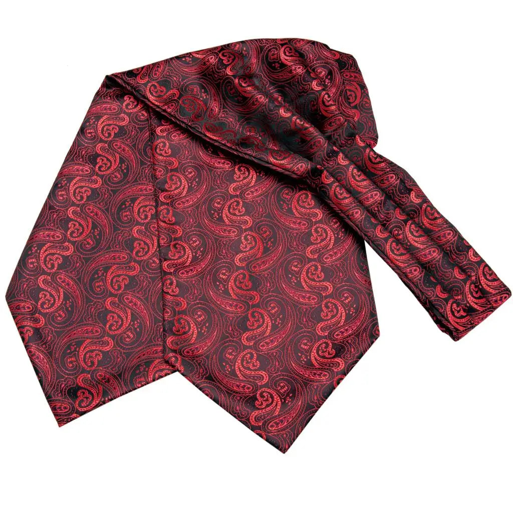 Rongoworks Men's Cravat Tie Silk Ascot Paisley Scarf Pocket Square Cufflinks Set Gift Box II Rongoworks