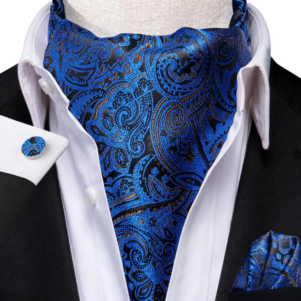 Rongoworks Men's Cravat Tie Silk Ascot Paisley Scarf Pocket Square Cufflinks Set Gift Box II Rongoworks