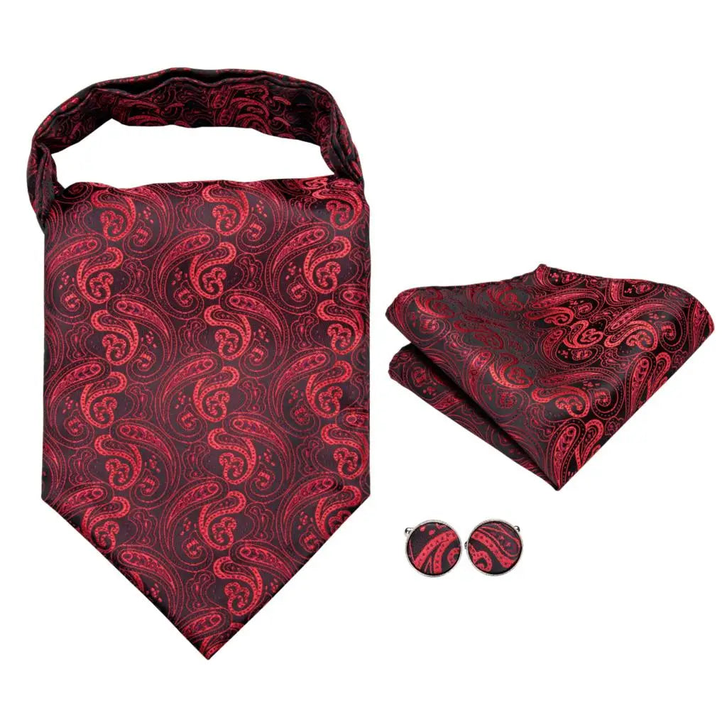 Rongoworks Men's Cravat Tie Silk Ascot Paisley Scarf Pocket Square Cufflinks Set Gift Box II Rongoworks