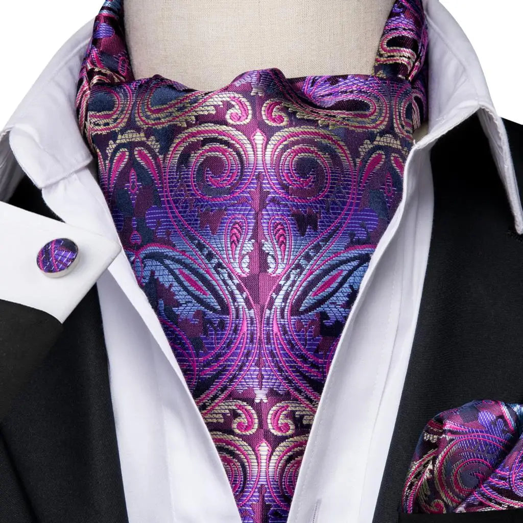 Rongoworks Men's Cravat Tie Silk Ascot Paisley Scarf Pocket Square Cufflinks Set Gift Box II Rongoworks