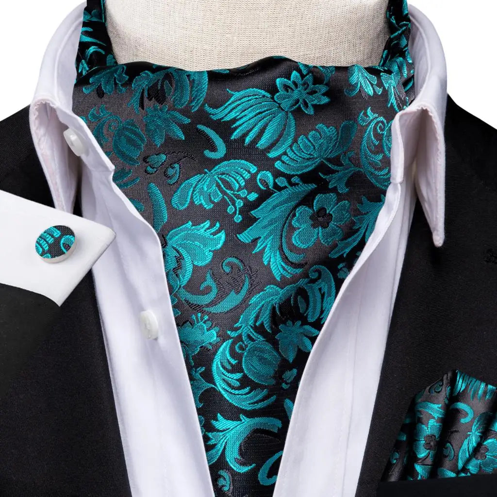 Rongoworks Men's Cravat Tie Silk Ascot Paisley Scarf Pocket Square Cufflinks Set Gift Box II Rongoworks