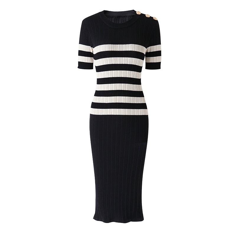 Rongoworks Briana Striped Slim Waist Dress Rongoworks