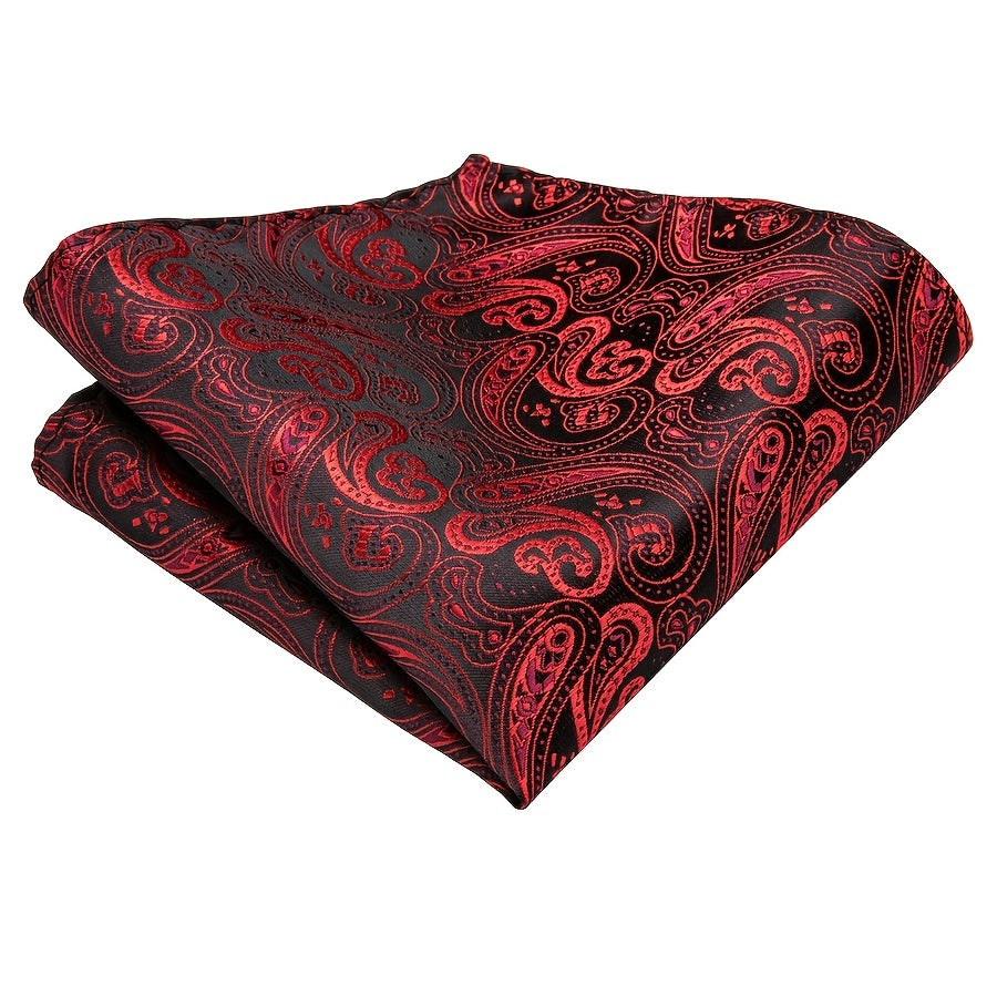 Rongoworks Men's Cravat Tie Silk Ascot Paisley Scarf Pocket Square Cufflinks Set Gift Box Rongoworks