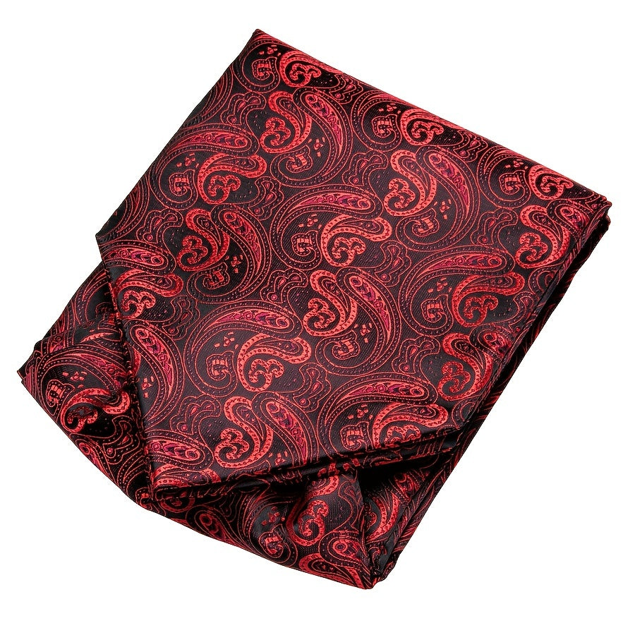 Rongoworks Men's Cravat Tie Silk Ascot Paisley Scarf Pocket Square Cufflinks Set Gift Box Rongoworks